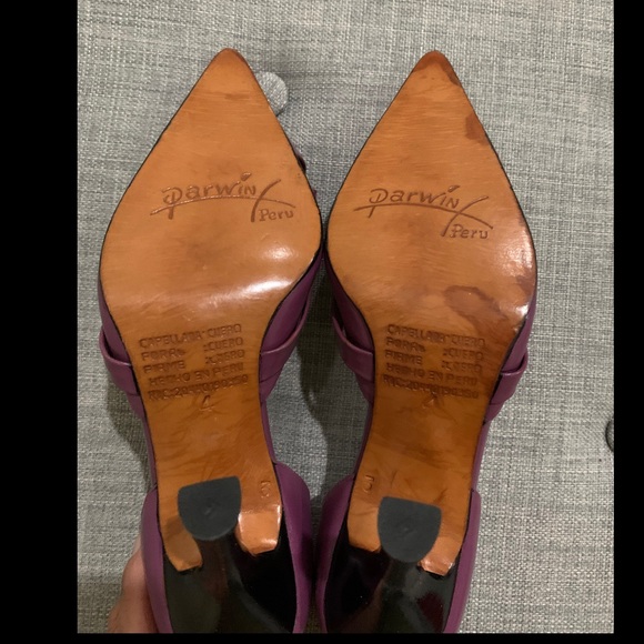 Parwin real leather Dark Magenta/Purple D’orsay - Picture 4 of 5